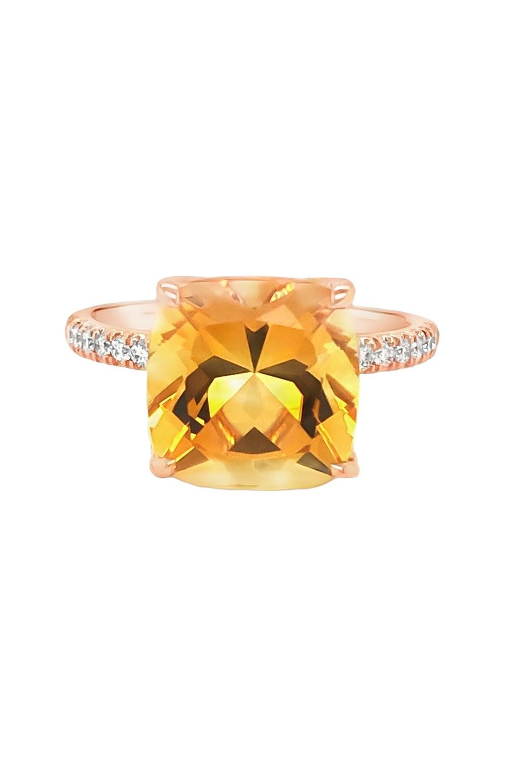 Diamond Citrine Cushion Ring-ROSE GOLD-5.5-JEWELRYFINE JEWELRING-LISA NIK