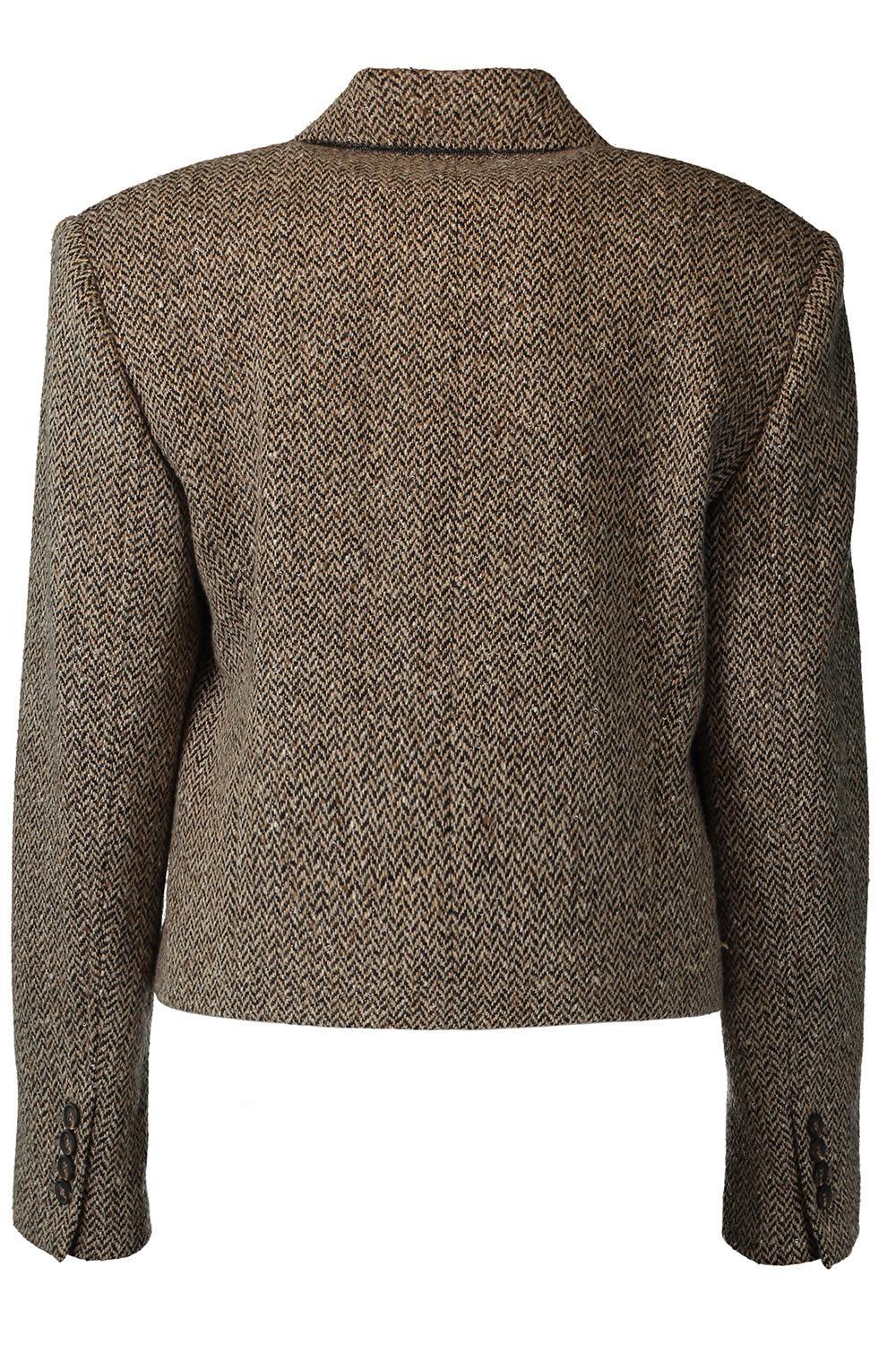 Sparkling Chevron Crop Blazer-BROWN-38-CLOTHINGJACKETCROPPED-BRUNELLO CUCINELLI