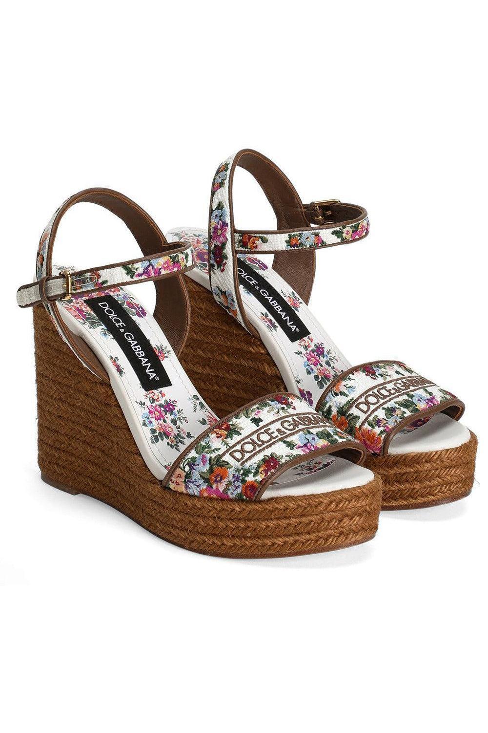 Embroidered Wedge Sandal-FLORAL-36-SHOESANDAL-DOLCE & GABBANA
