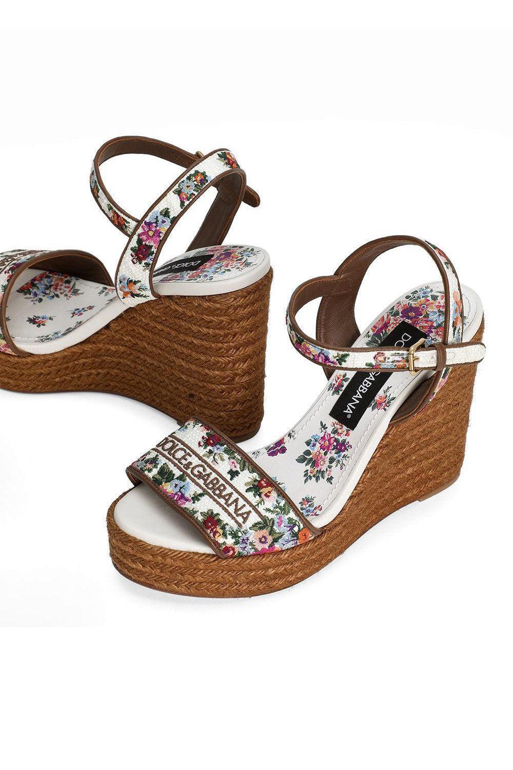 Embroidered Wedge Sandal-FLORAL-36-SHOESANDAL-DOLCE & GABBANA