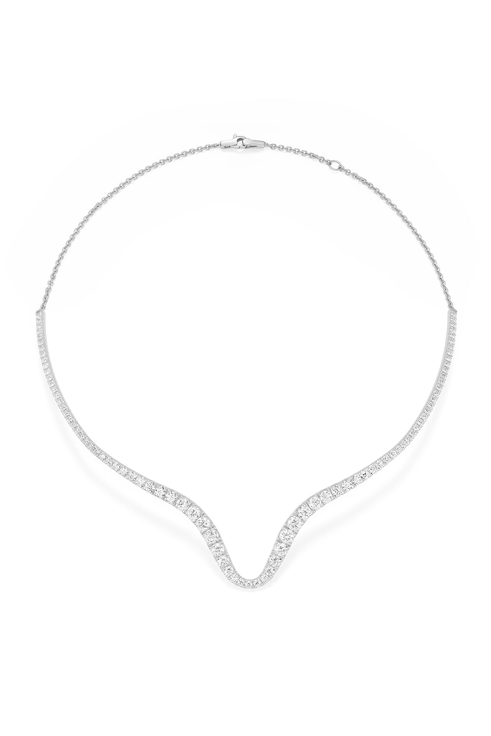 Clara Curved Diamond Collar Necklace - White Gold-WHITE GOLD-15-JEWELRYFINE JEWELNECKLACE O-MELISSA KAYE