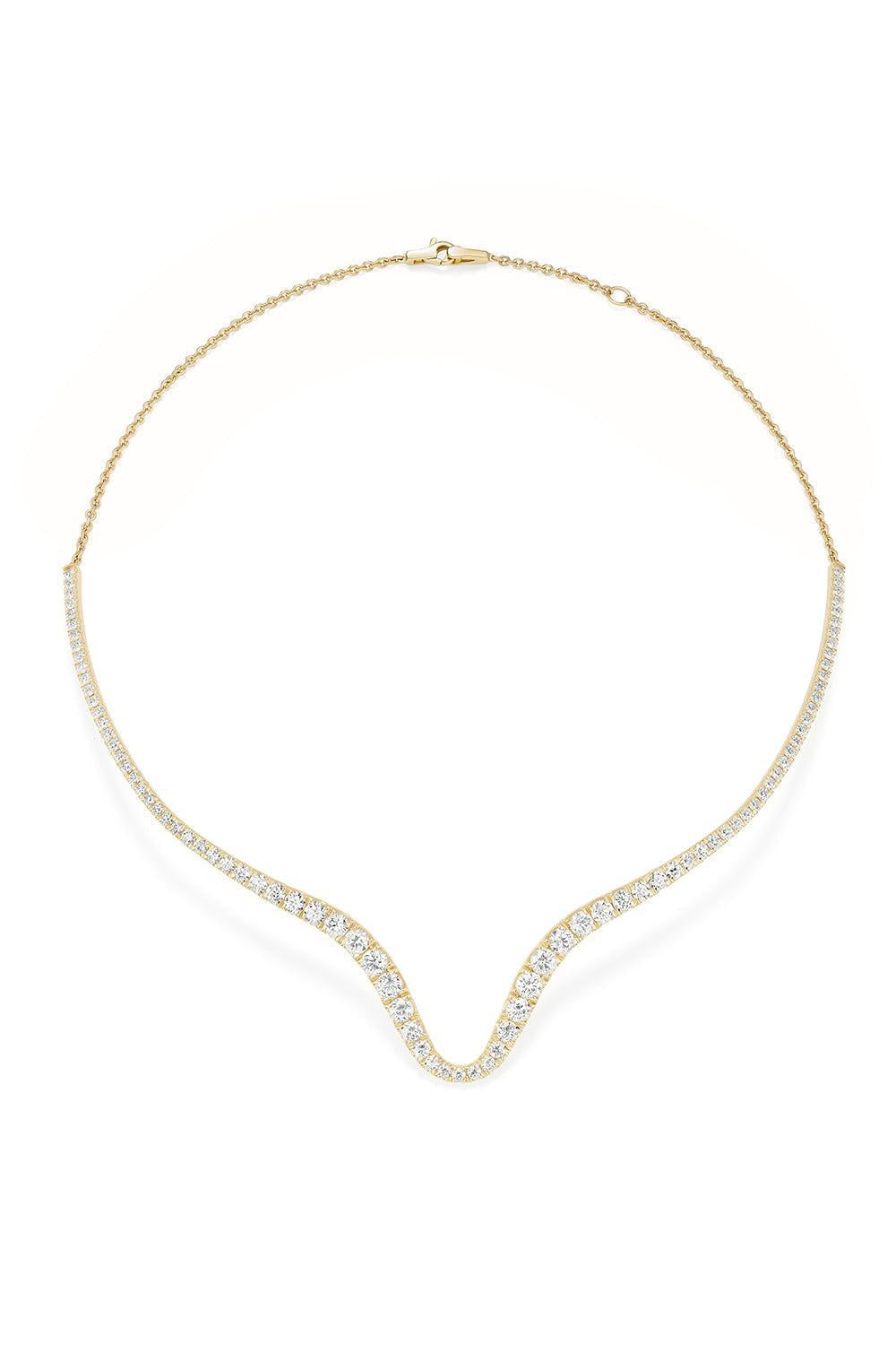 Clara Curved Diamond Collar Necklace - Yellow Gold-YELLOW GOLD-15-JEWELRYFINE JEWELNECKLACE O-MELISSA KAYE