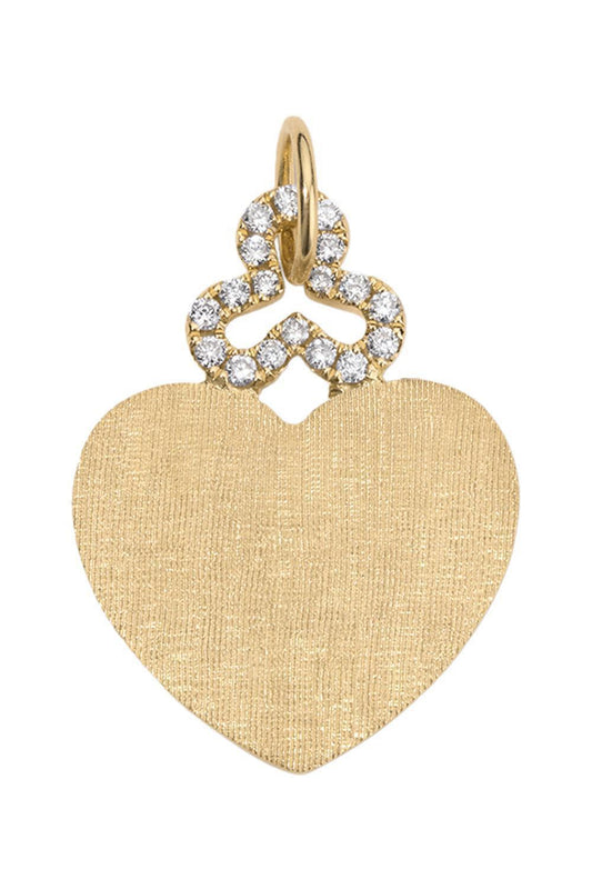 Diamond Heart Trefoil Charm-YELLOW GOLD-JEWELRYFINE JEWELPENDANT-DEVON WOODHILL
