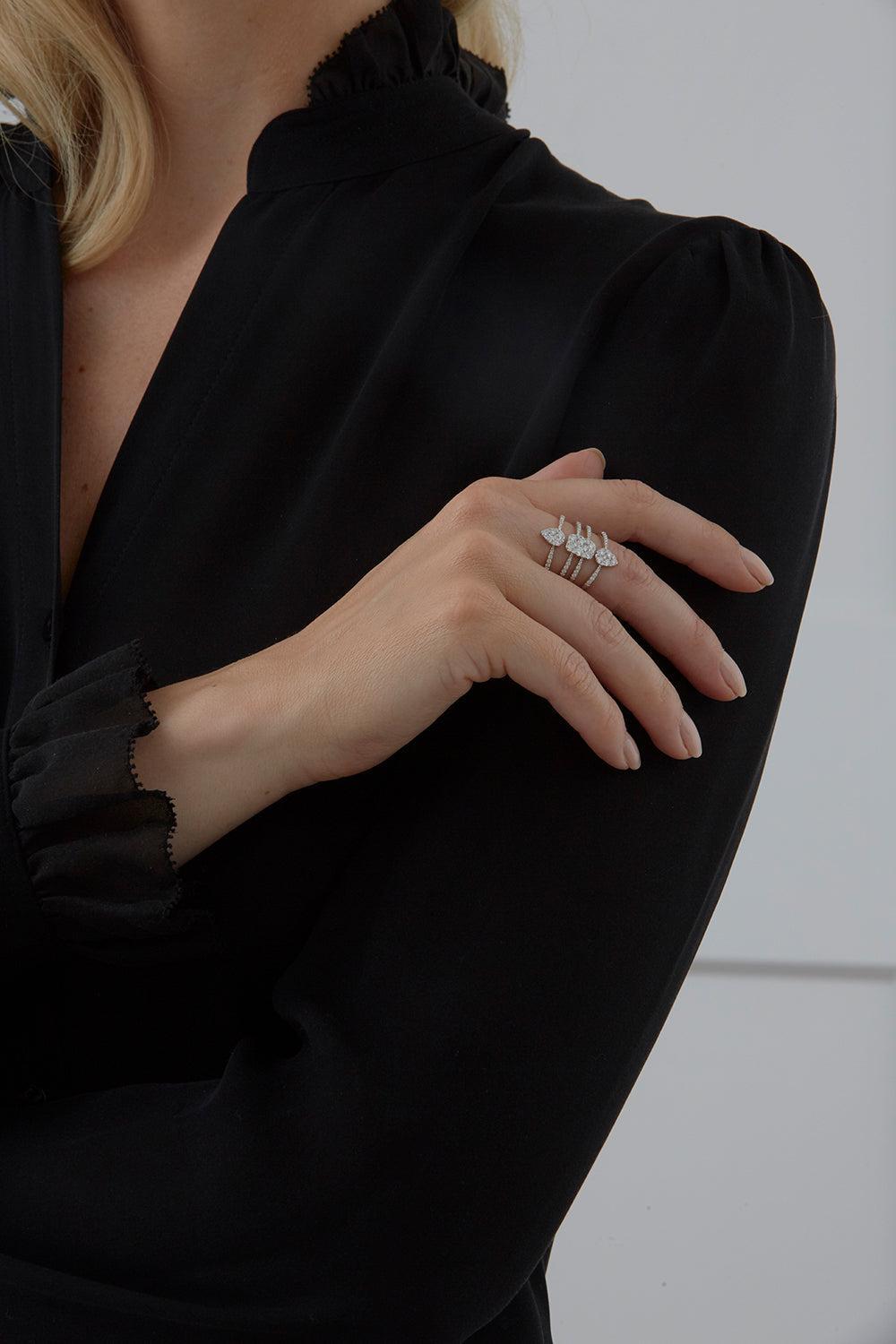 Reverie Diamond Cluster Ring-YELLOW GOLD-7-JEWELRYFINE JEWELRING-SARA WEINSTOCK