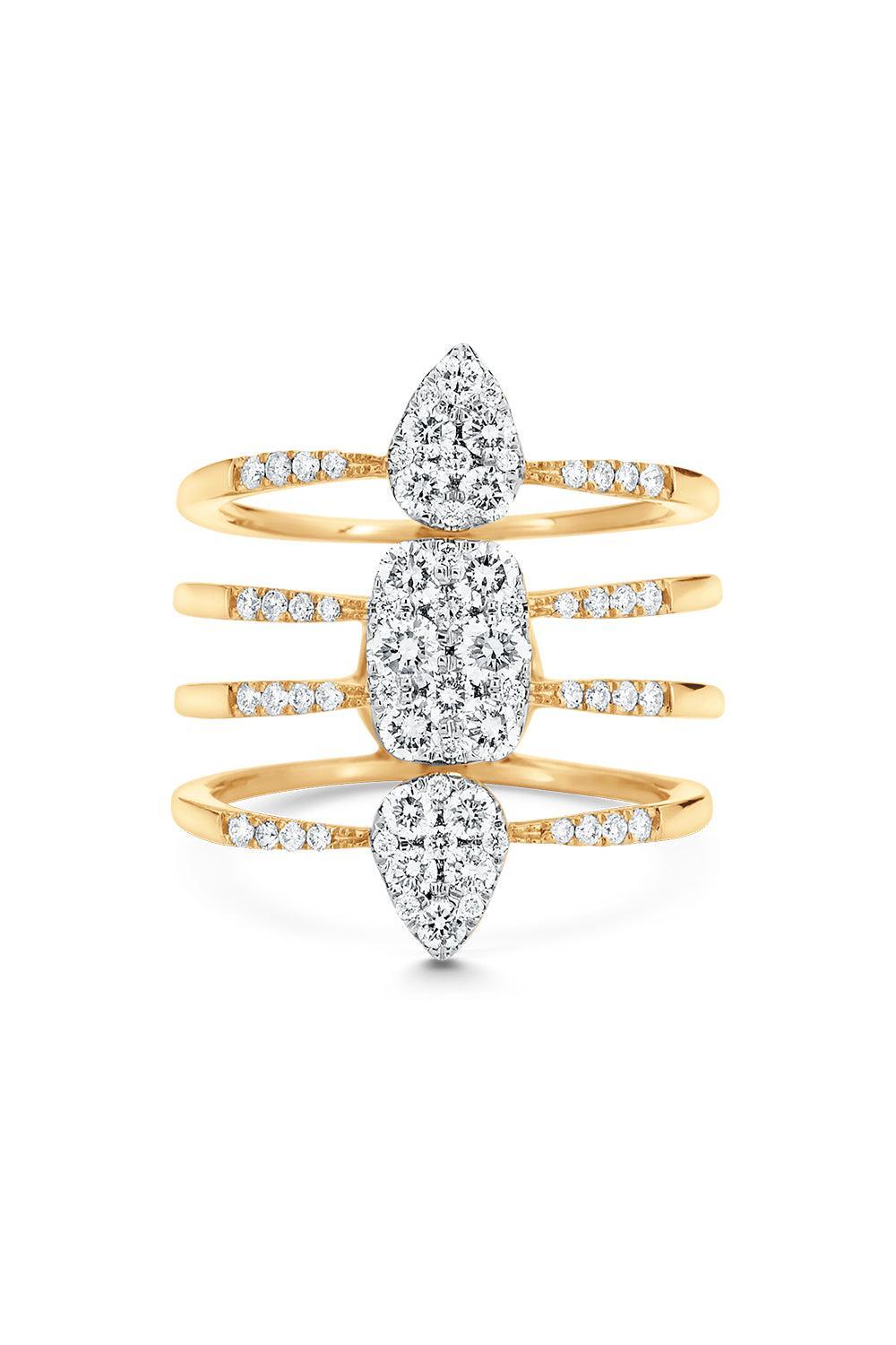 Reverie Diamond Cluster Ring-YELLOW GOLD-7-JEWELRYFINE JEWELRING-SARA WEINSTOCK