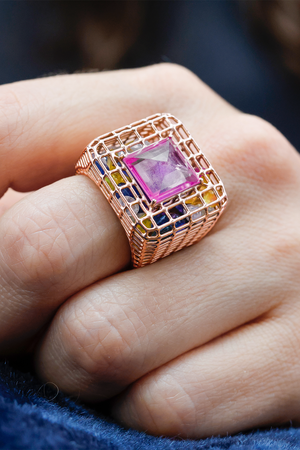 Pink Sapphire Loud Cagey Ring