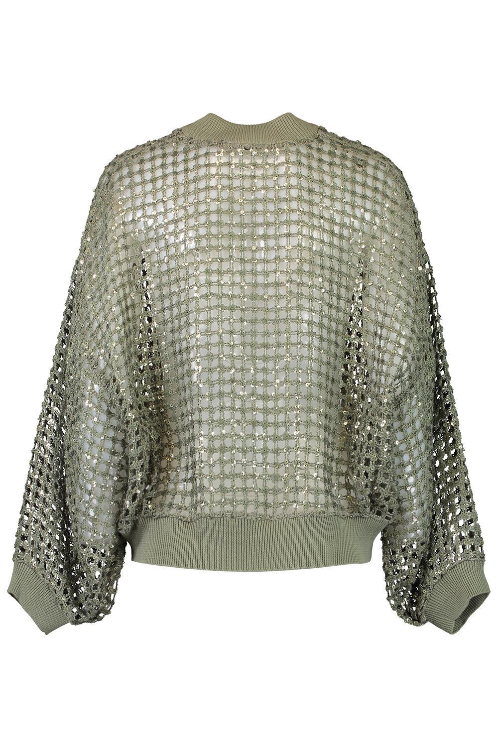 Dazzling Net Embroidered Cardigan-GREEN-XS-CLOTHINGTOPSWEATER-BRUNELLO CUCINELLI