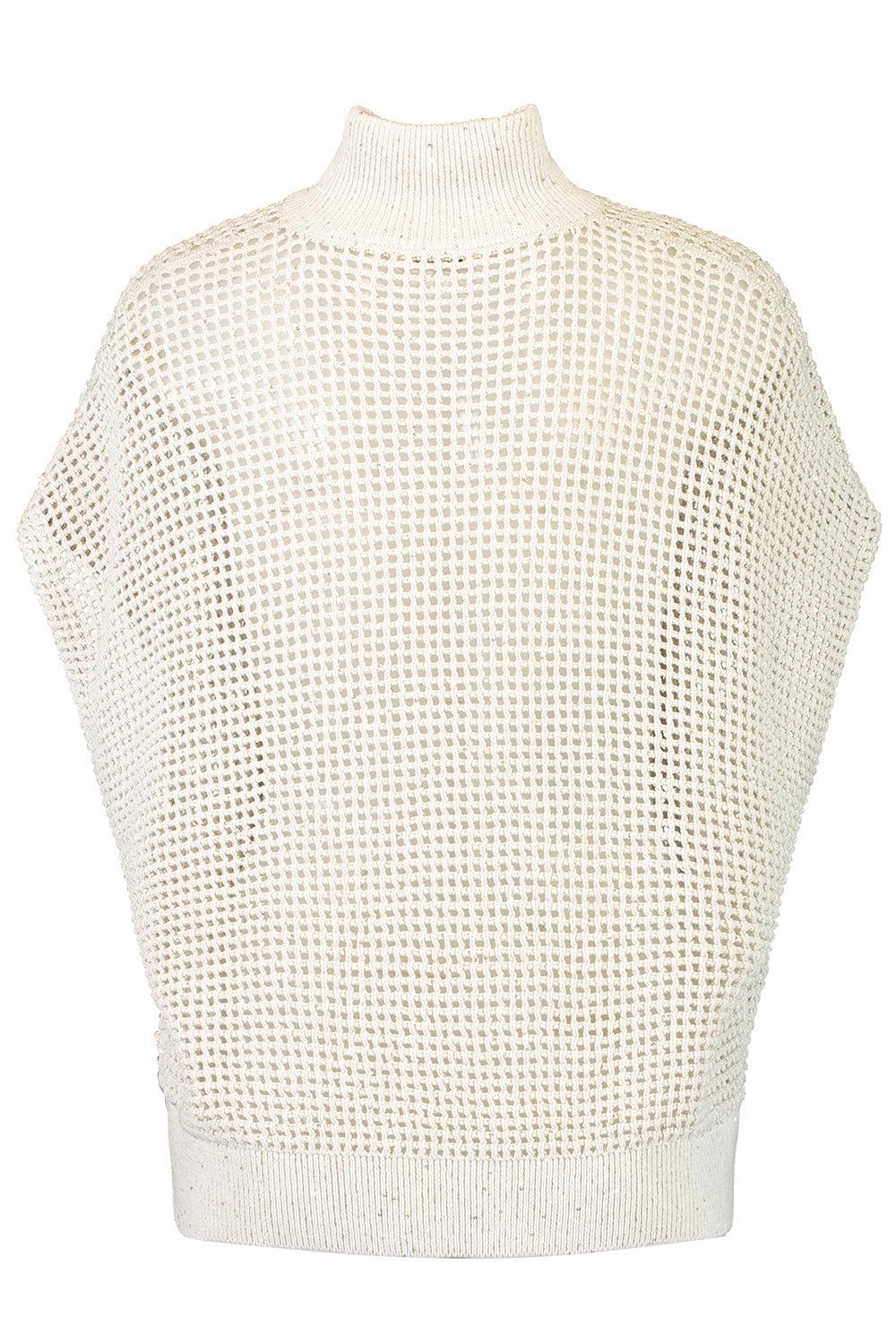 Summer Net Zip Cardigan-CREAM-XS-CLOTHINGTOPKNITS-BRUNELLO CUCINELLI