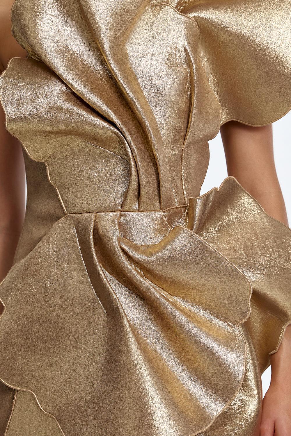 Oakenzale Mini Dress-GOLD-2-CLOTHINGDRESSCOCKTAIL-ACLER