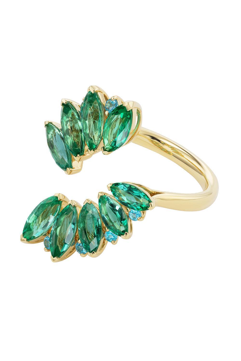 Emerald Marquise Open Ring-YELLOW GOLD-JEWELRYFINE JEWELRING-EMILY P WHEELER