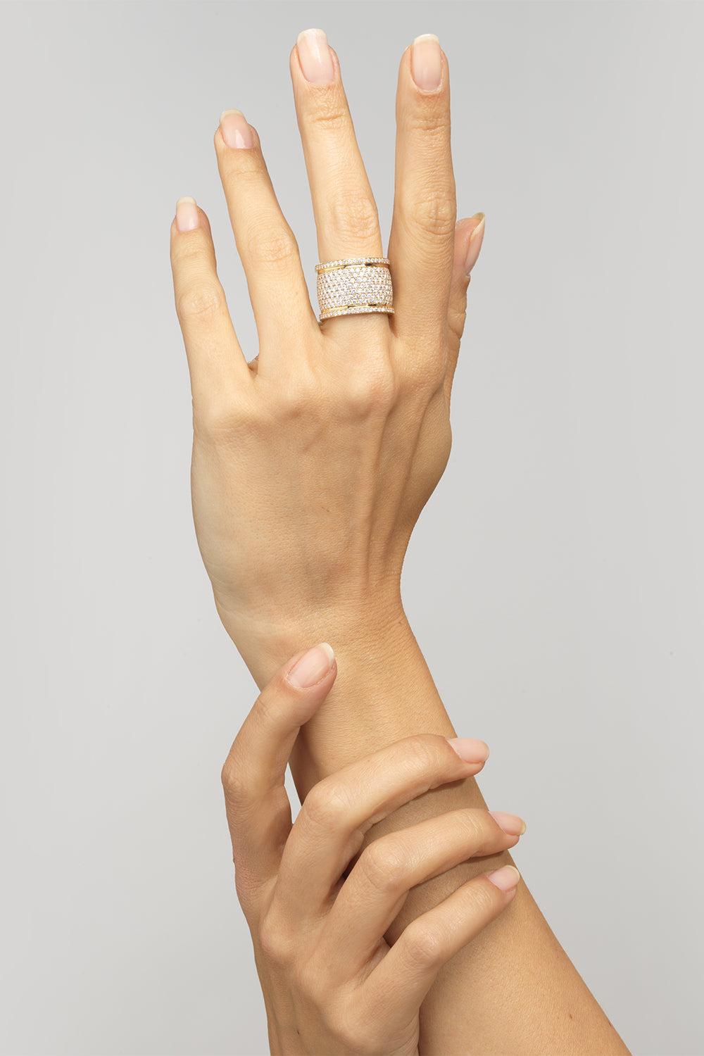 Diamond Cigar Ring-YELLOW GOLD-6-JEWELRYFINE JEWELRING-EMILY P WHEELER
