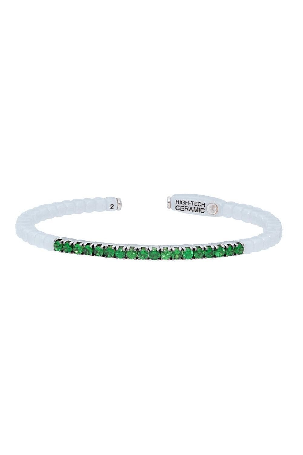 Tsavorite White Dado Stretch Bracelet-WHITE GOLD-JEWELRYFINE JEWELBRACELET O-ROBERTO DEMEGLIO