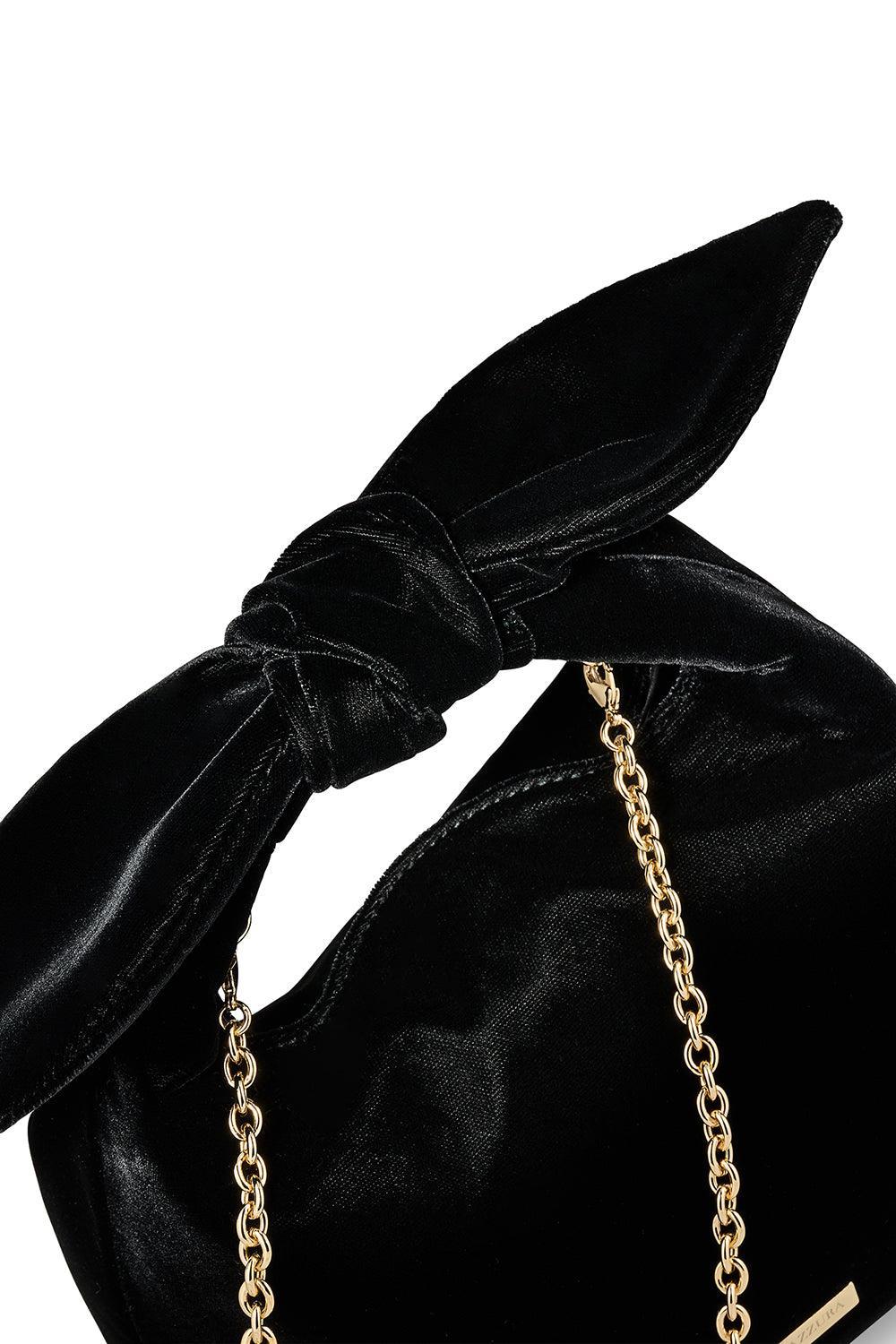 Bow Tie Hobo Mini Bag - Black Light Gold-BLKLTGD-HANDBAGTOP HANDLE-AQUAZZURA