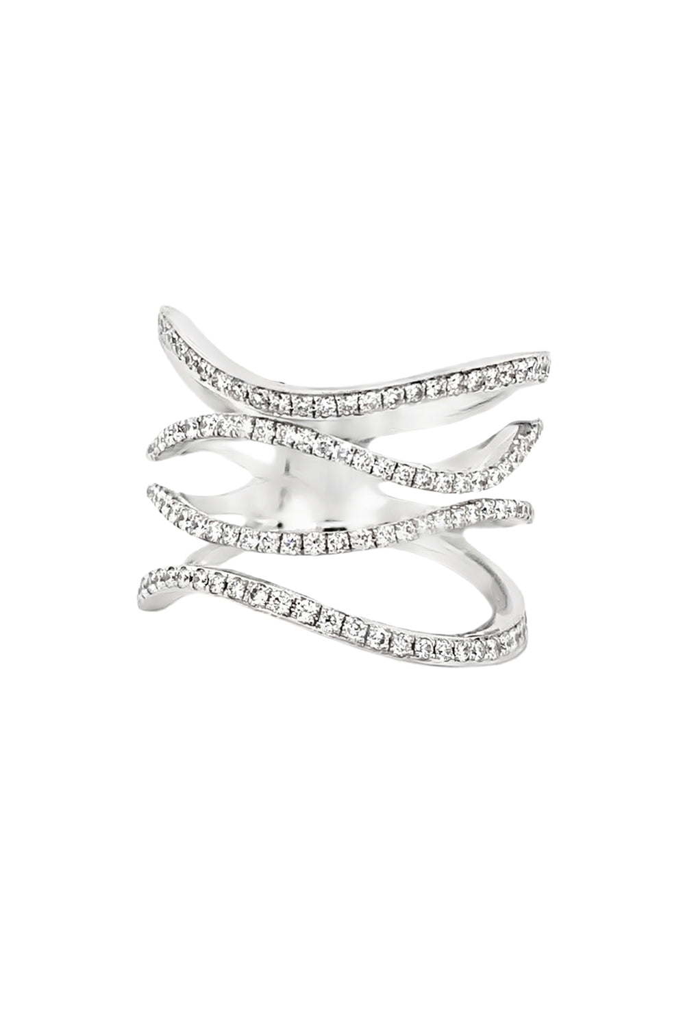 Diamond Four Row Wavy Ring-WHITE GOLD-5.75-JEWELRYFINE JEWELRING-LISA NIK