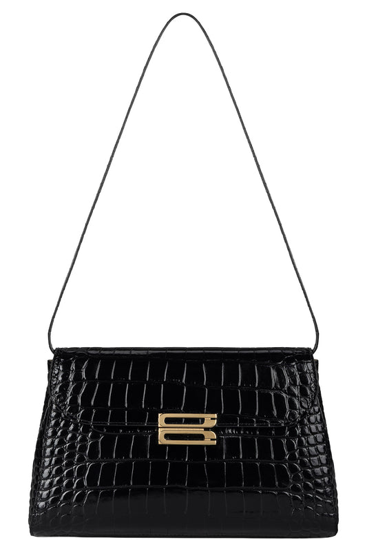Dorian Trapeze Bag - Black-BLACK-HANDBAGSHOULDER-VICTORIA BECKHAM