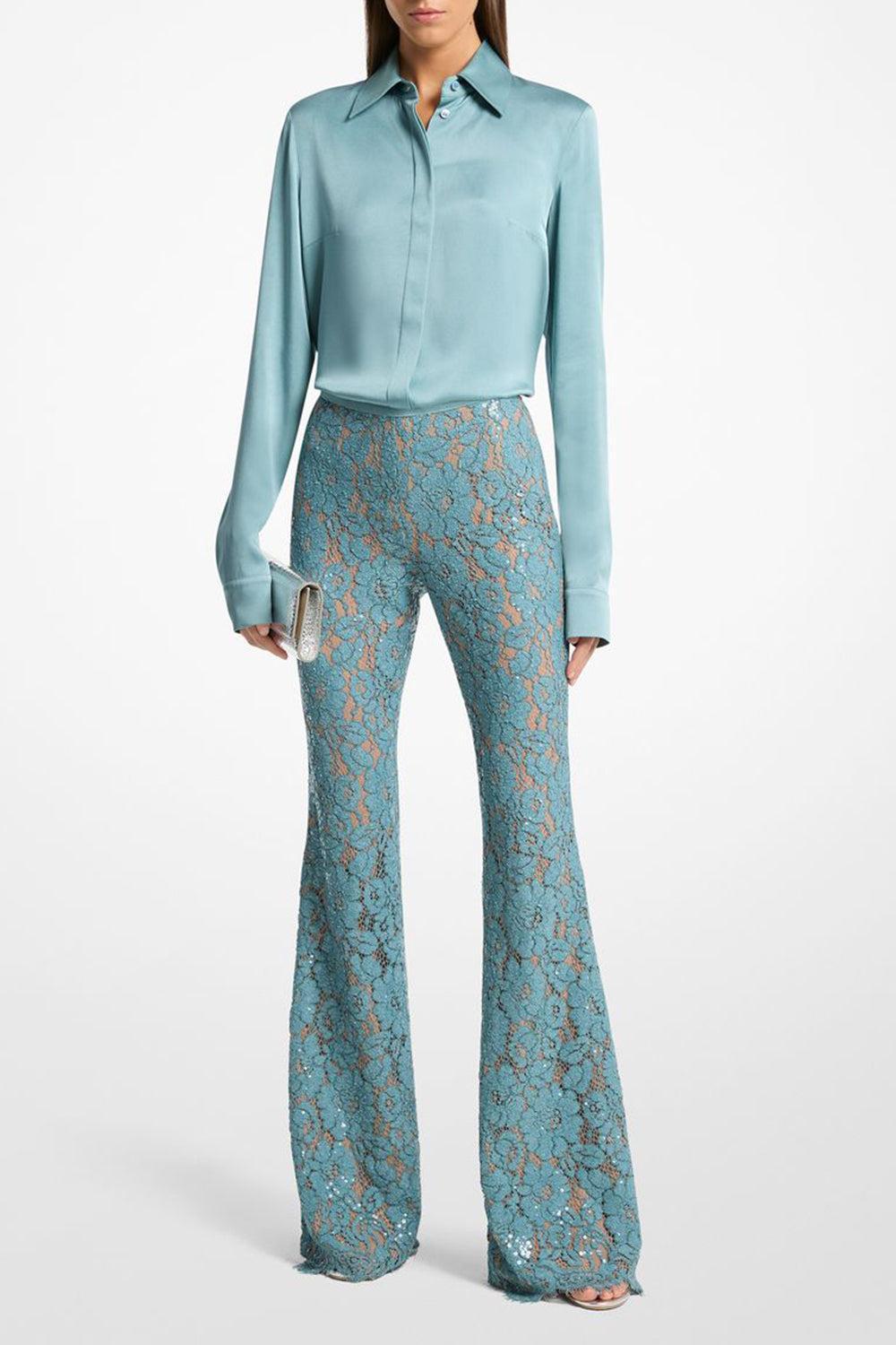 Embroidered Bootleg Pant-SEAGLASS-4-CLOTHINGPANTEVENING-MICHAEL KORS COLLECTION