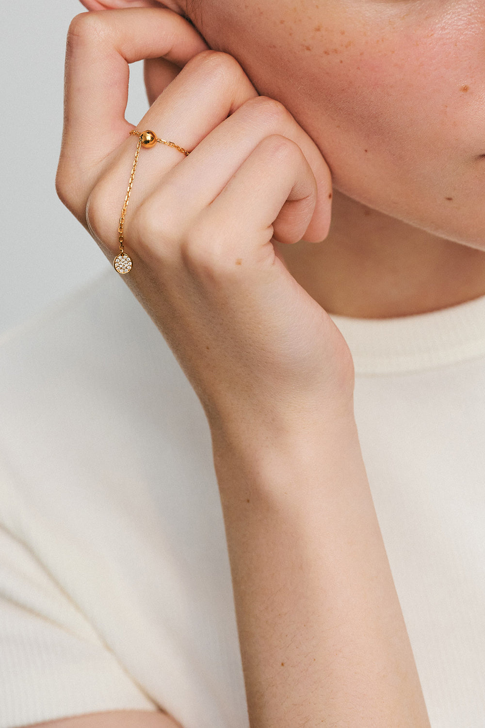 Diamond Flat Charm Transformer Ring - Yellow Gold