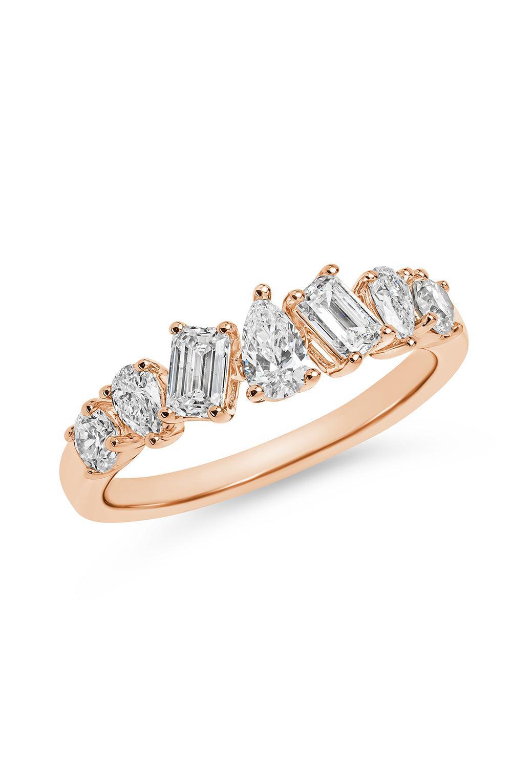 Mixed Cut Diamond Row Ring-ROSE GOLD-6.5-JEWELRYFINE JEWELRING-ARZANO