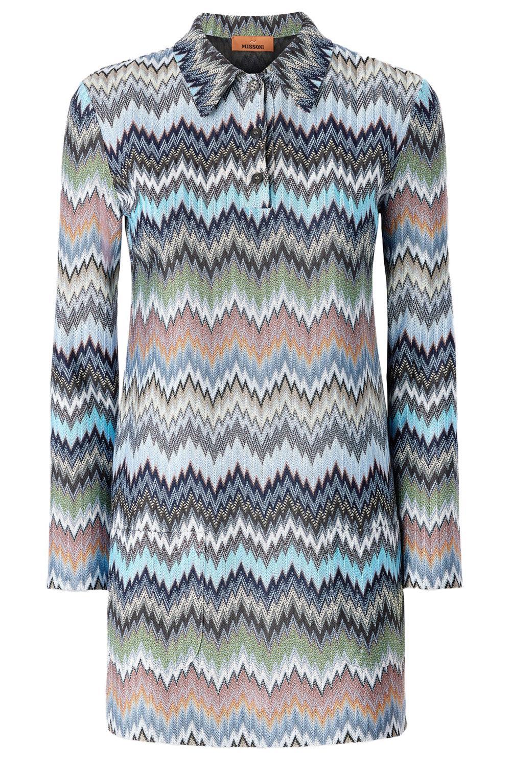 Collared Short Dress-MLTIBLUE-38-CLOTHINGDRESSCASUAL-MISSONI