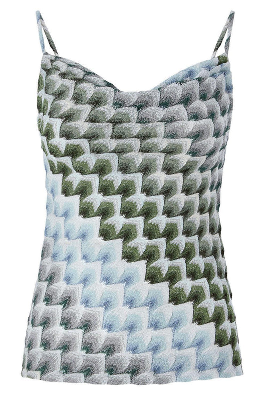 Sleeveless Knit Top - Green Light Blue White-GEOMETRC-40-CLOTHINGTOPKNITS-MISSONI