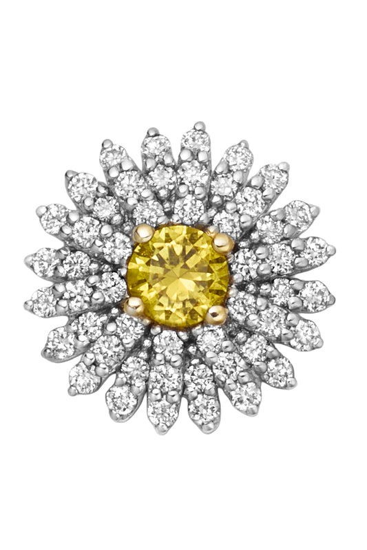Diamond Sapphire Daisy Charm-WHITE GOLD-JEWELRYFINE JEWELPENDANT-LOQUET