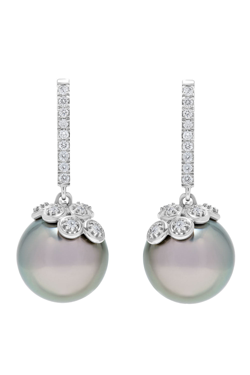 Tahitian Pearl Diamond Drop Earrings-WHITE GOLD-JEWELRYFINE JEWELEARRING-ANDREOLI