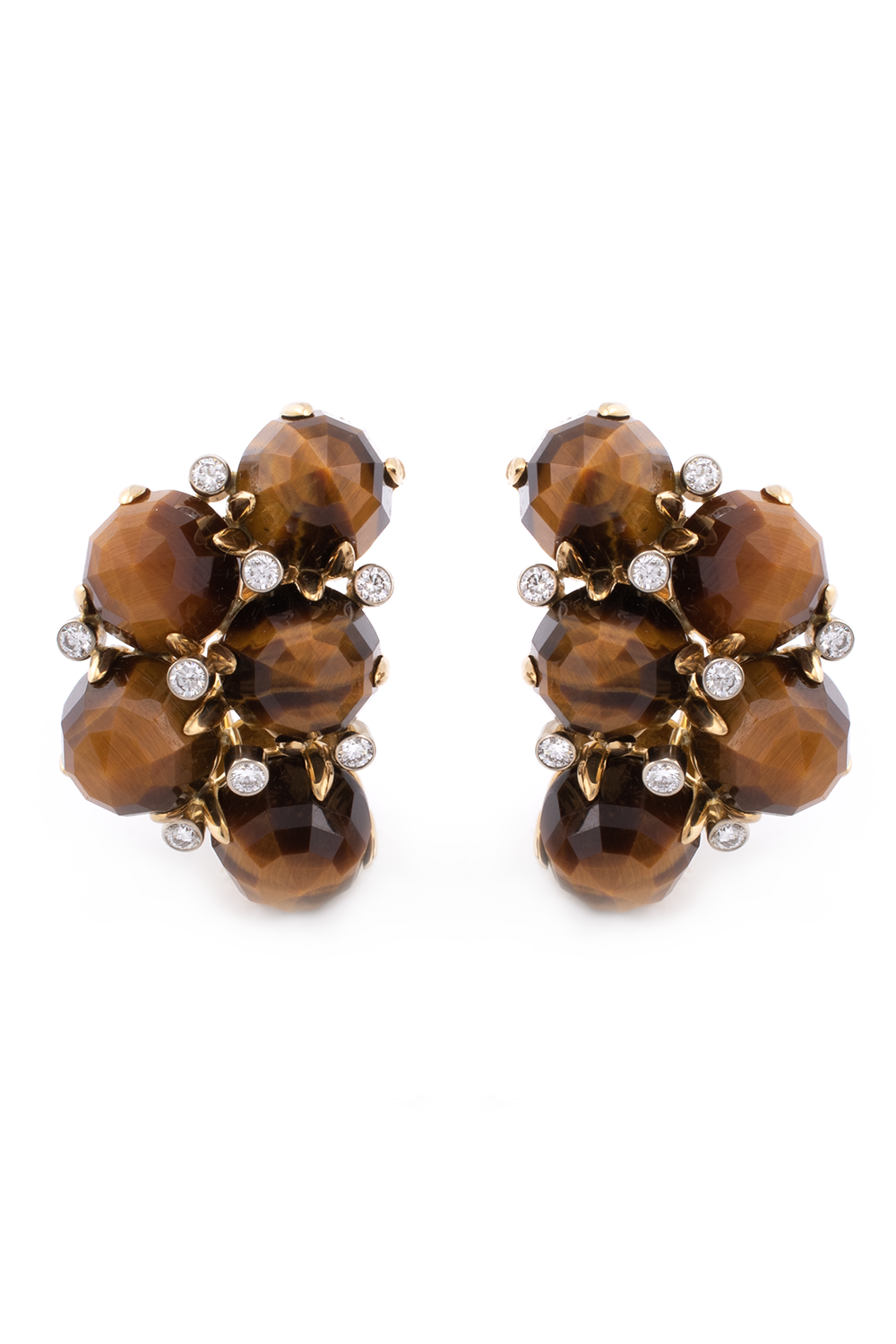 Tiger Eye Diamond Orba Earrings-YELLOW GOLD-JEWELRYFINE JEWELEARRING-ALETTO BROTHERS