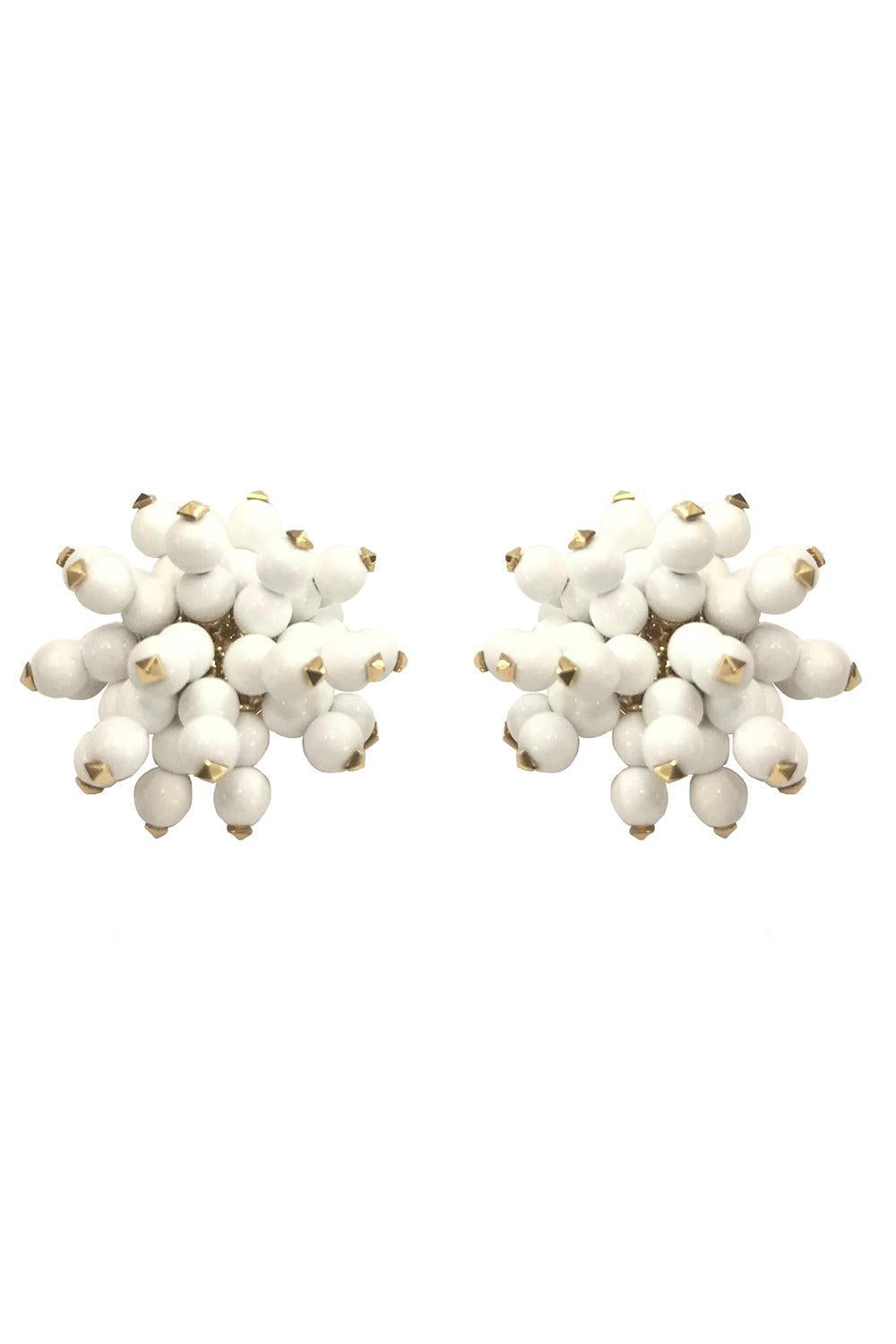 White Onyx Bead Frizzante Earrings-YELLOW GOLD-JEWELRYFINE JEWELEARRING-ALETTO BROTHERS