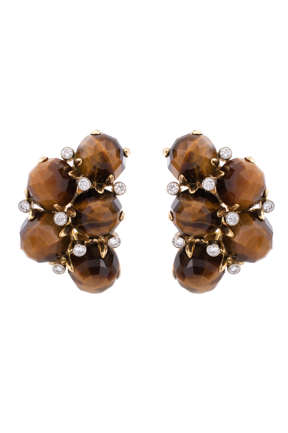 Tiger Eye Diamond Orba Earrings-YELLOW GOLD-JEWELRYFINE JEWELEARRING-ALETTO BROTHERS