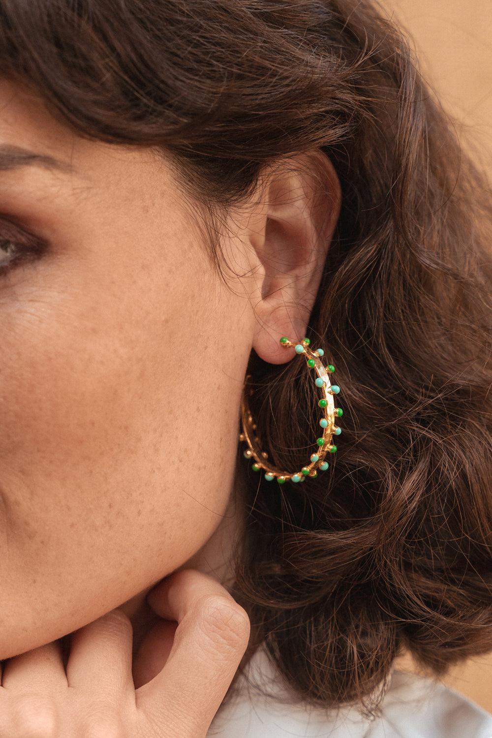 Vert Green Turquoise Gipsy Earrings-VERTTURQ-JEWELRYBOUTIQUEEARRING-SYLVIA TOLEDANO