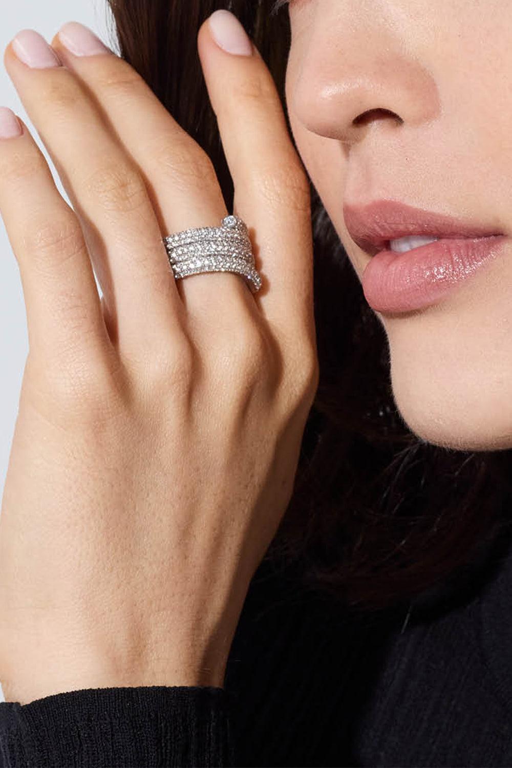 Diamond End Triple Row Thoby Spiral Ring-WHITE GOLD-7-JEWELRYFINE JEWELRING-WALTERS FAITH