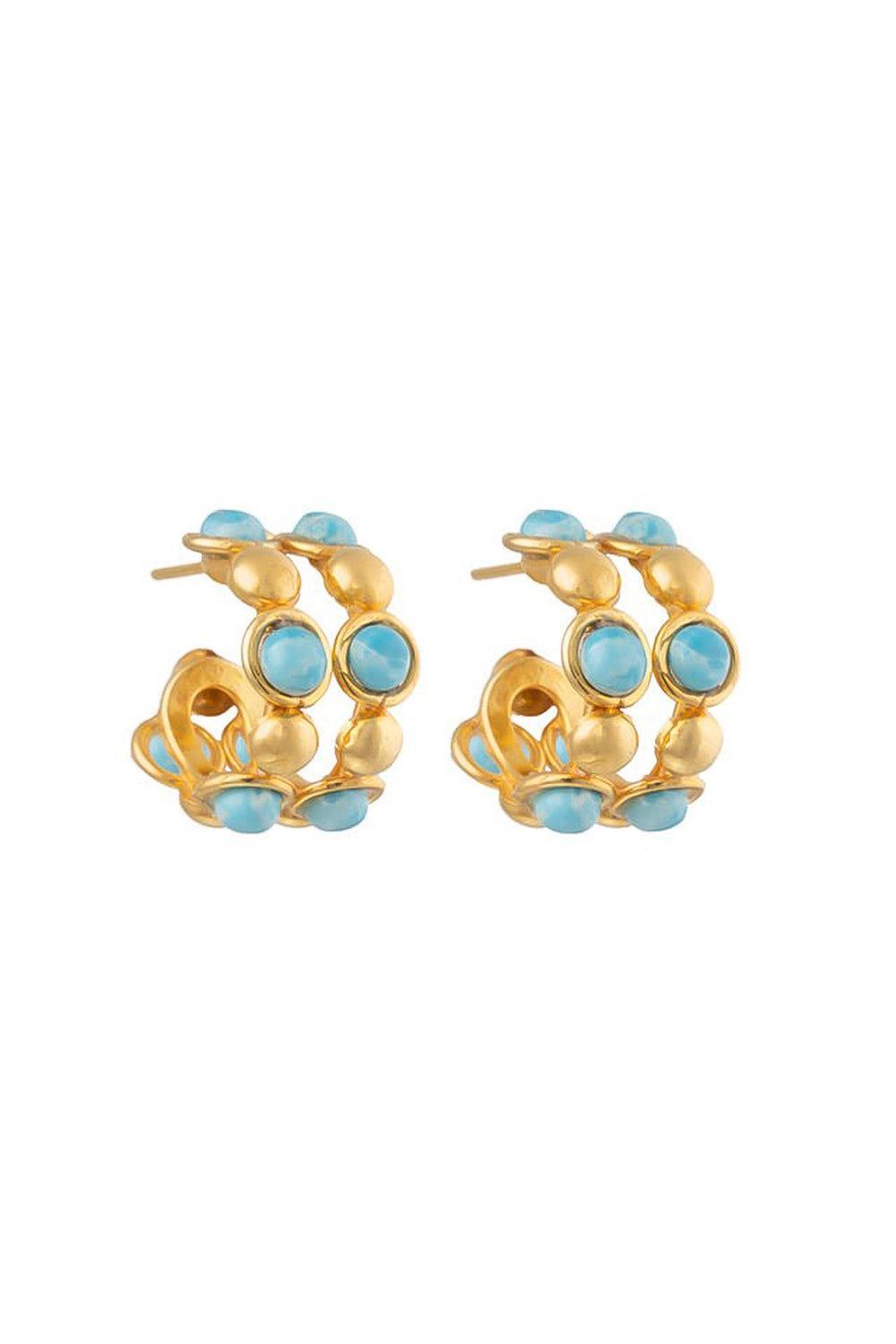 Larimar Mini Creole Double Earrings-YELLOW-JEWELRYBOUTIQUEEARRING-SYLVIA TOLEDANO