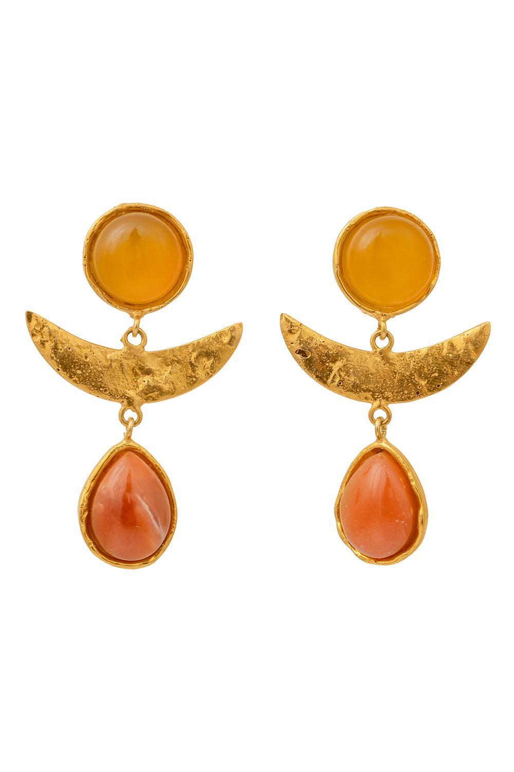 Yellow Onyx Golden Jasper Earrings-YELLOW-JEWELRYBOUTIQUEEARRING-SYLVIA TOLEDANO