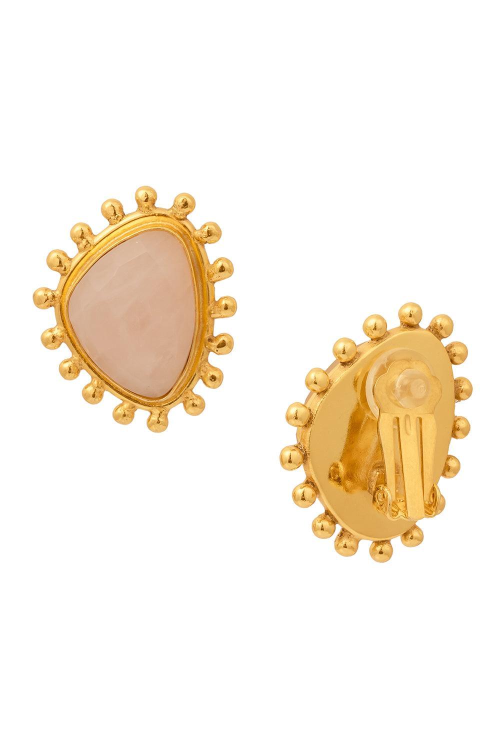 Pink Quartz Dot Earrings-YELLOW-JEWELRYBOUTIQUEEARRING-SYLVIA TOLEDANO