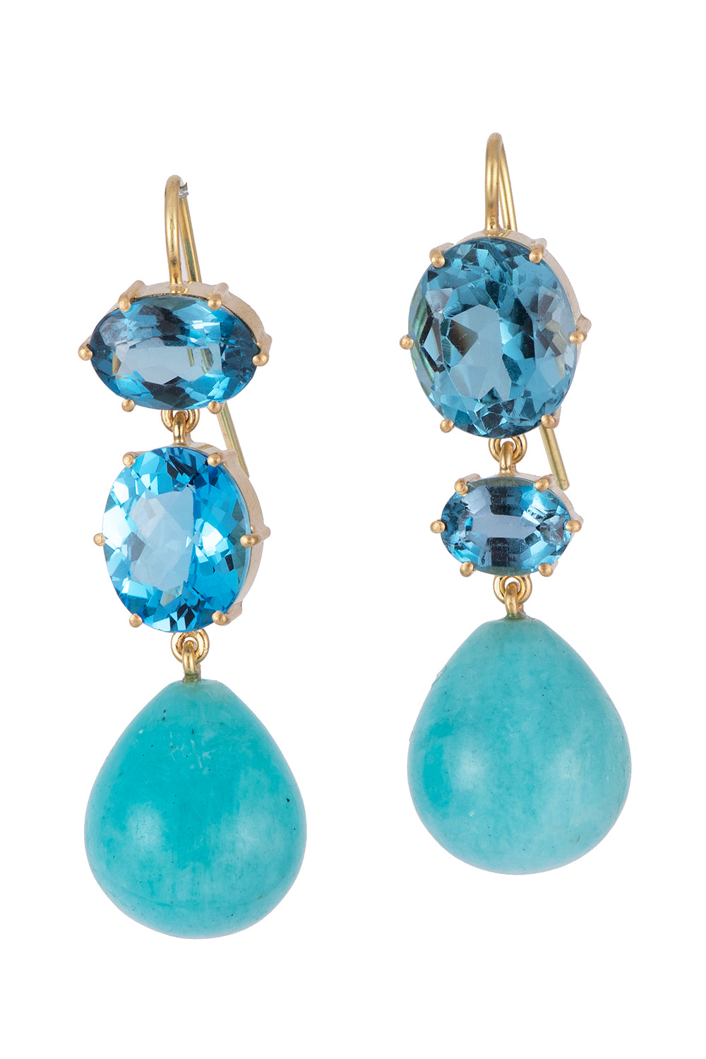 Blue Topaz Amazonite Drop Earrings