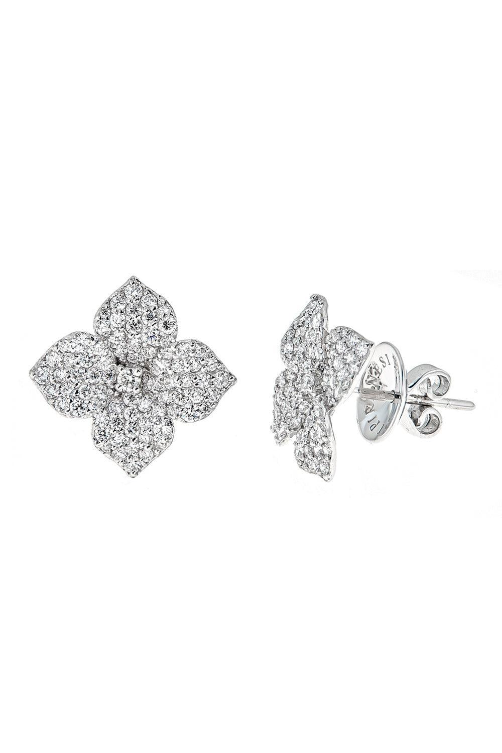 Diamond Small Flower Earrings-YELLOW GOLD-JEWELRYFINE JEWELEARRING-PIRANESI