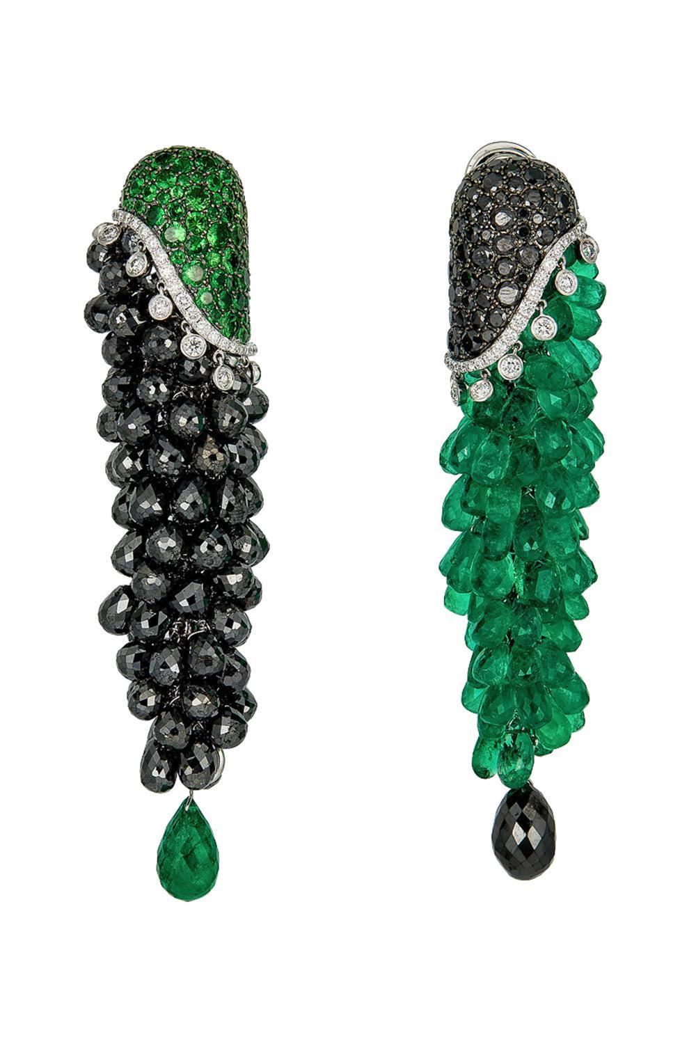 Black White Diamond Brio Earrings-WHITE GOLD-JEWELRYFINE JEWELEARRING-PIRANESI