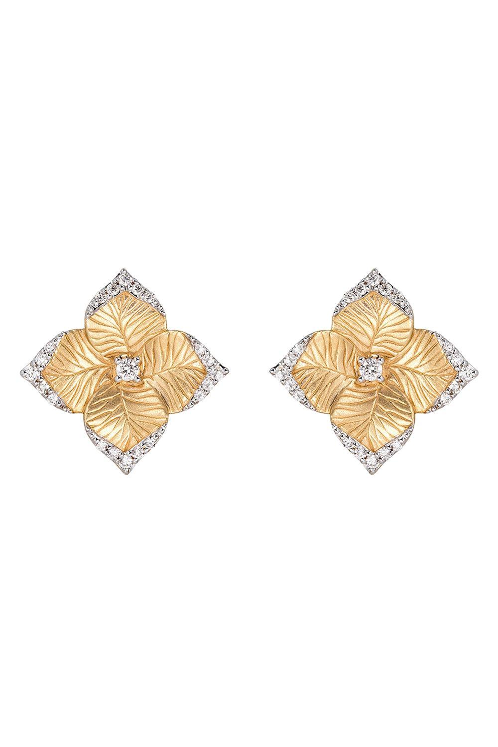 Diamond Large Flower Earrings-YELLOW GOLD-JEWELRYFINE JEWELEARRING-PIRANESI