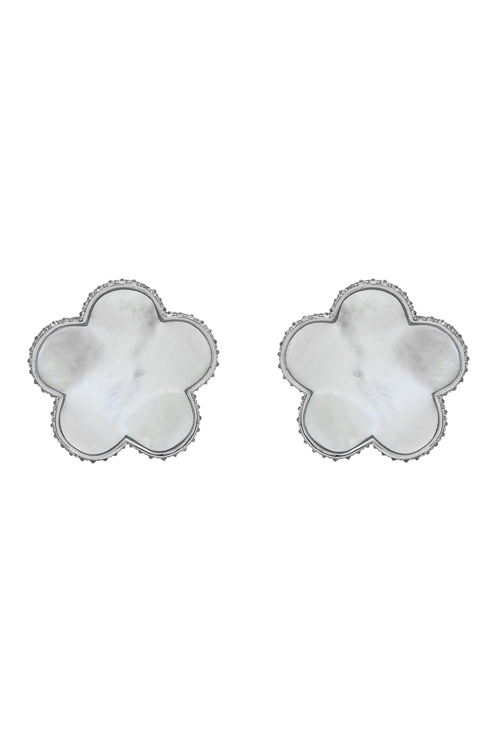 Pearl Small Flower Earrings-WHITE GOLD-JEWELRYFINE JEWELEARRING-PIRANESI