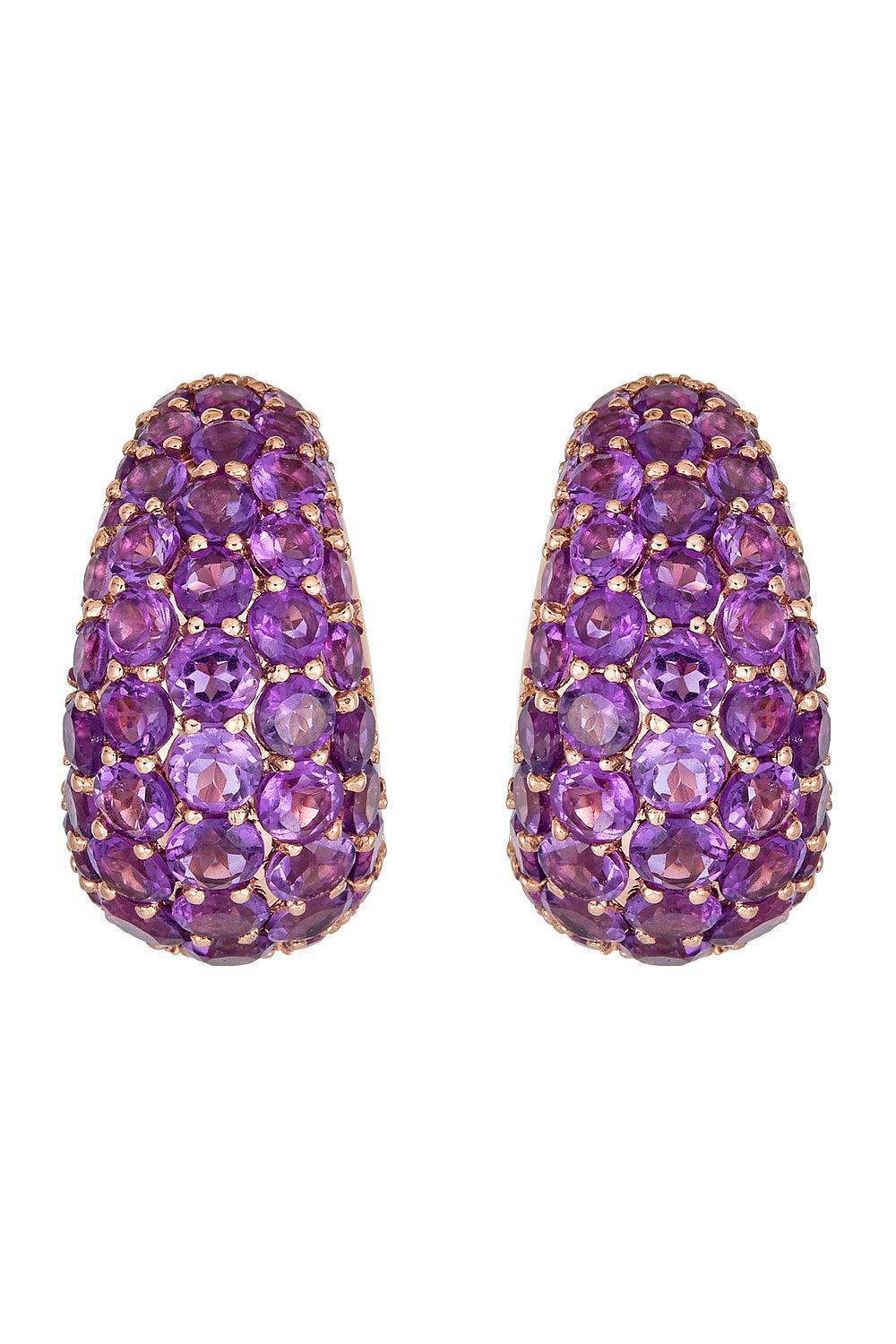 Amethyst Small Hoop Earrings-ROSE GOLD-JEWELRYFINE JEWELEARRING-PIRANESI
