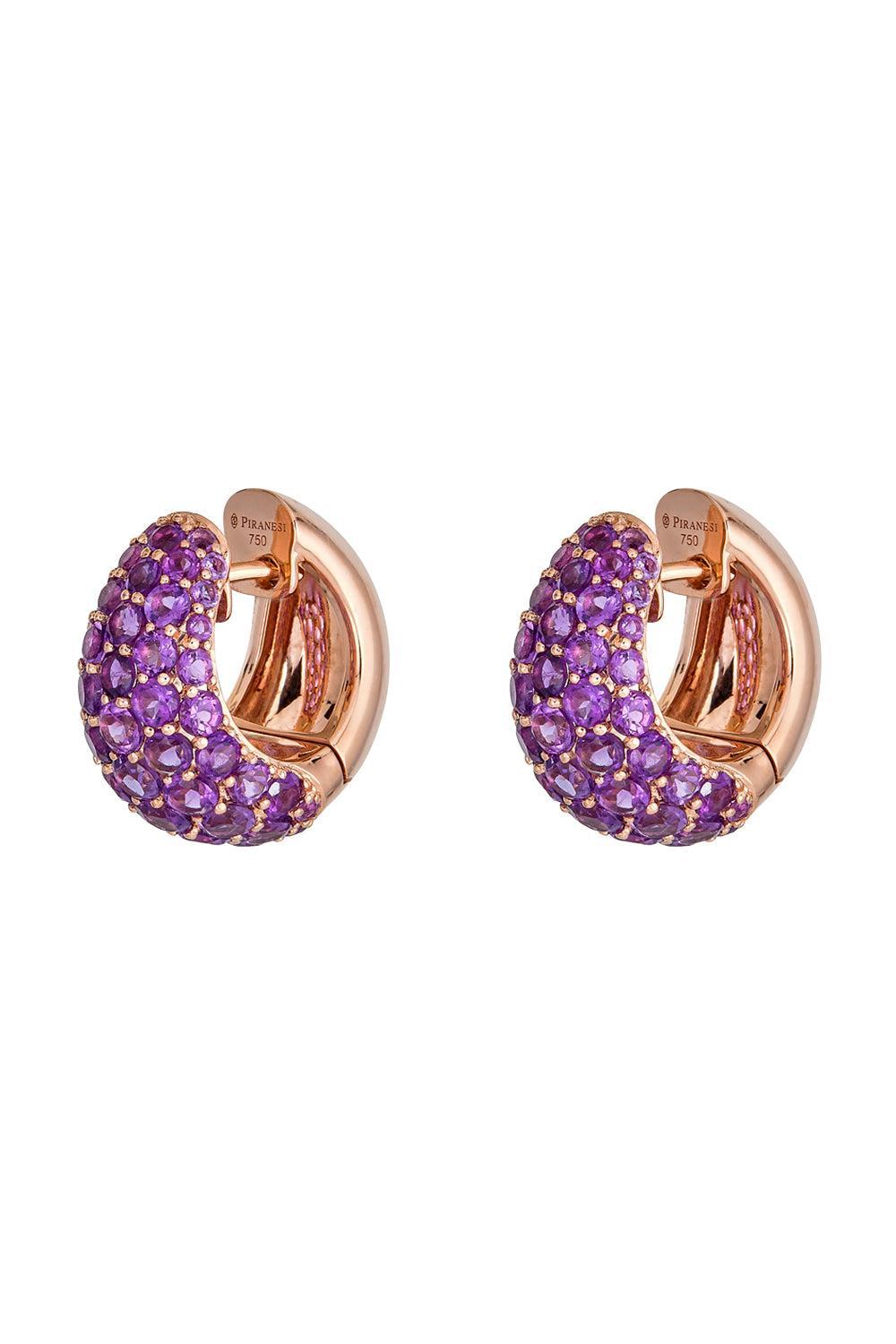 Amethyst Small Hoop Earrings-ROSE GOLD-JEWELRYFINE JEWELEARRING-PIRANESI