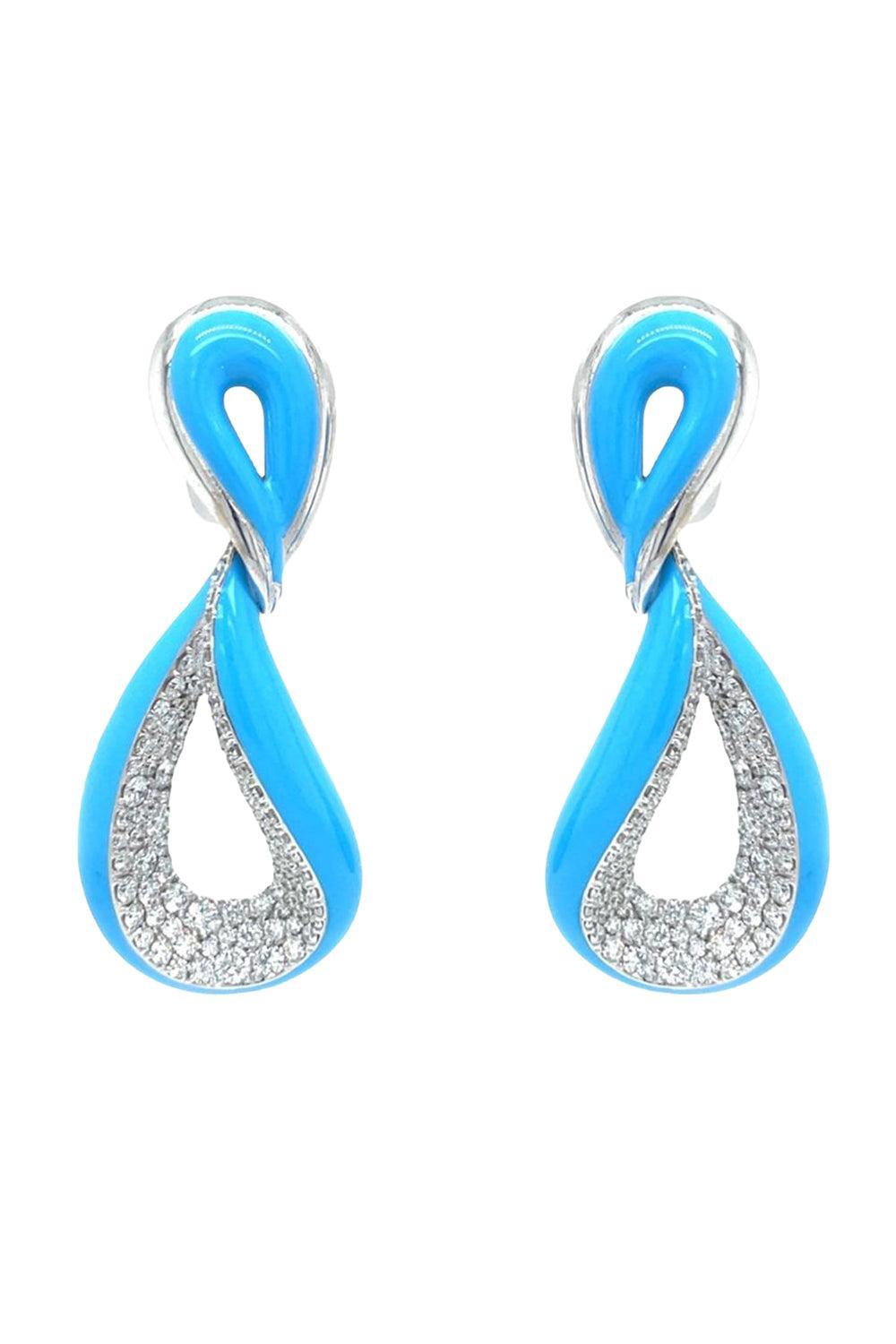 Diamond Turquoise Twisted Earrings-WHITE GOLD-JEWELRYFINE JEWELEARRING-PIRANESI