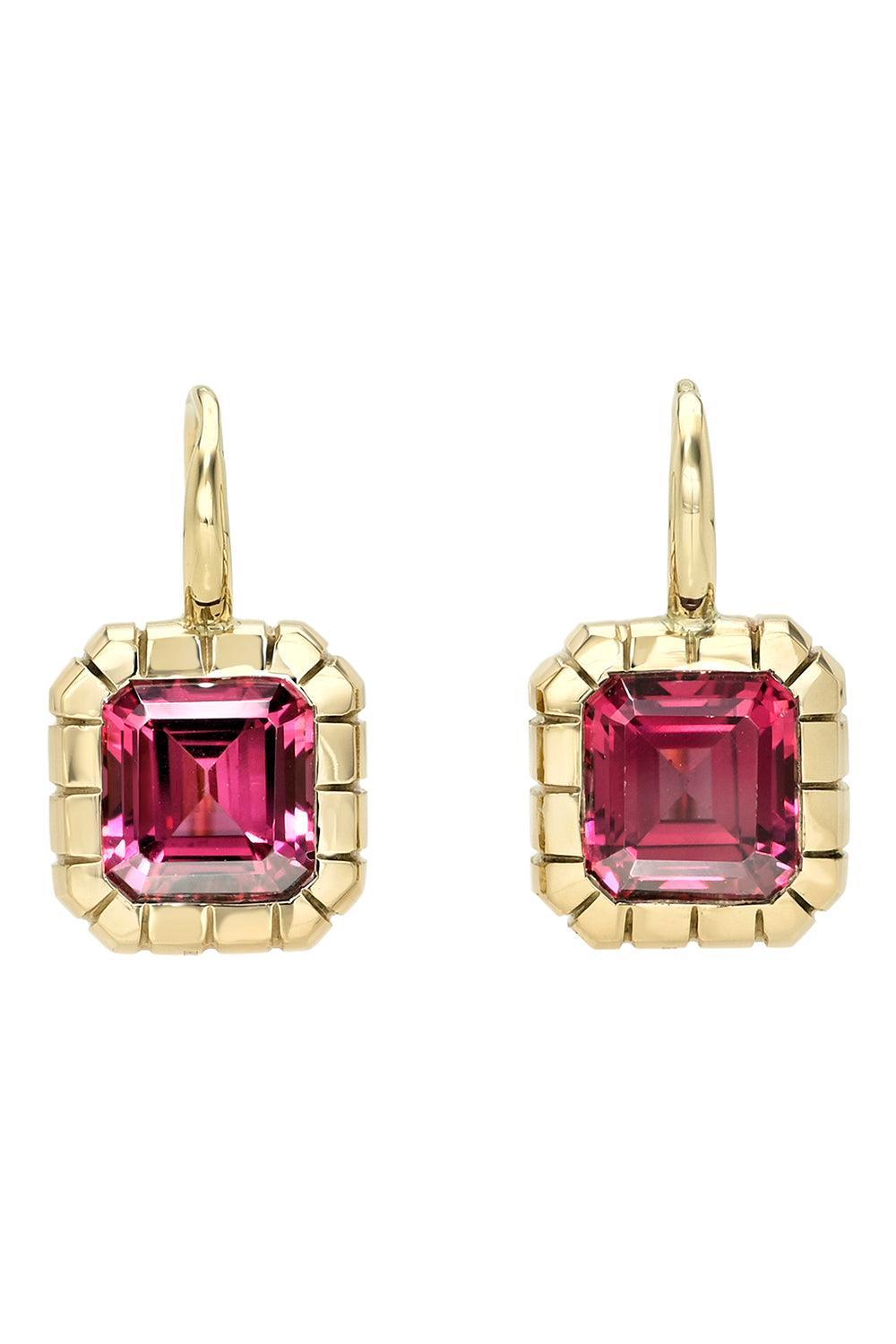 Rhodolite Garnet Heirloom Bezel Earrings-YELLOW GOLD-JEWELRYFINE JEWELEARRING-RETROUVAI