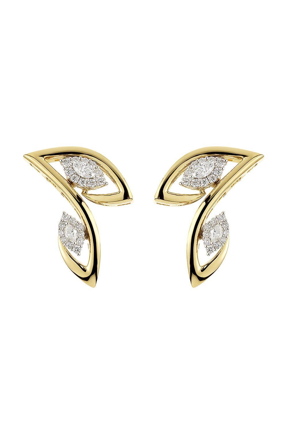 Diamond Marquise Pointed Golden Strada Earrings-YELLOW GOLD-JEWELRYFINE JEWELEARRING-YEPREM JEWELLERY