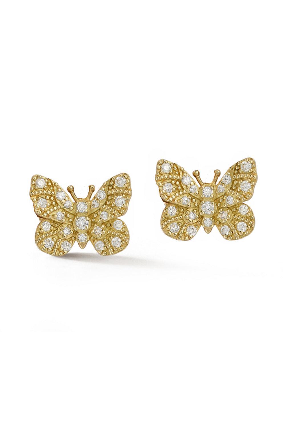 Diamond Butterfly Stud earrings-YELLOW GOLD-SML-JEWELRYFINE JEWELEARRING-TANYA FARAH