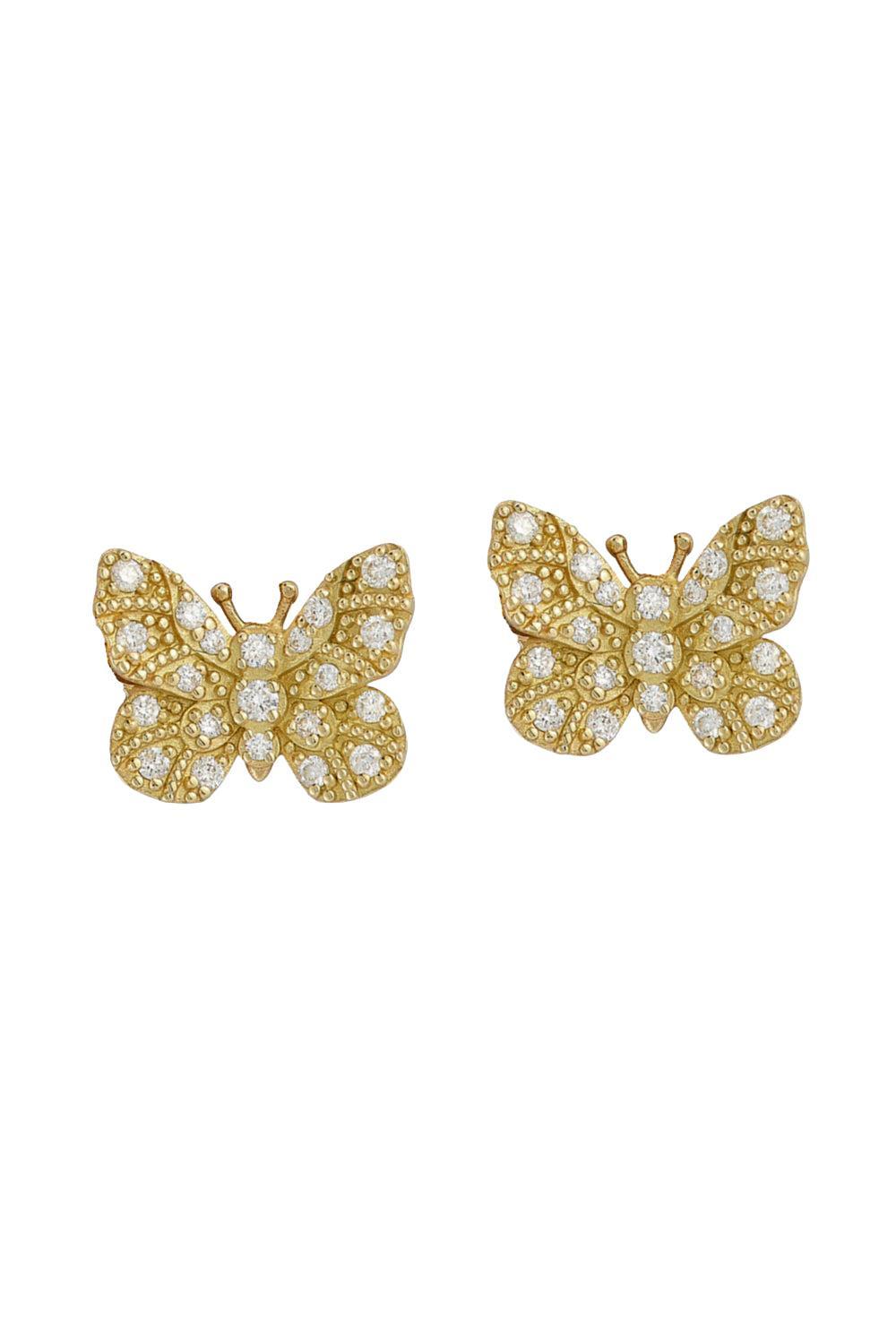 Diamond Butterfly Stud earrings-YELLOW GOLD-SML-JEWELRYFINE JEWELEARRING-TANYA FARAH