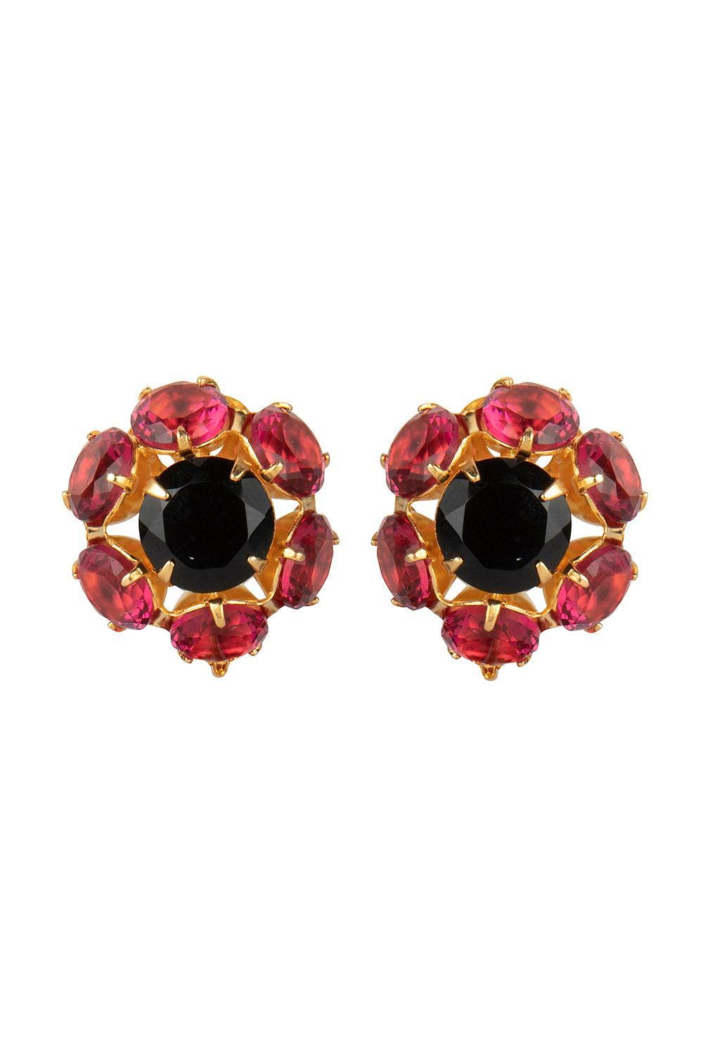 Fuchsia Quartz Onyx Gaiana Stud Earrings-PINK-JEWELRYBOUTIQUEEARRING-BOUNKIT JEWELRY