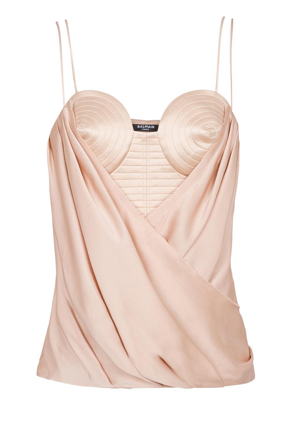 Bustier Drape tank-PLNUNUDE-36-CLOTHINGTOPBLOUSE-BALMAIN