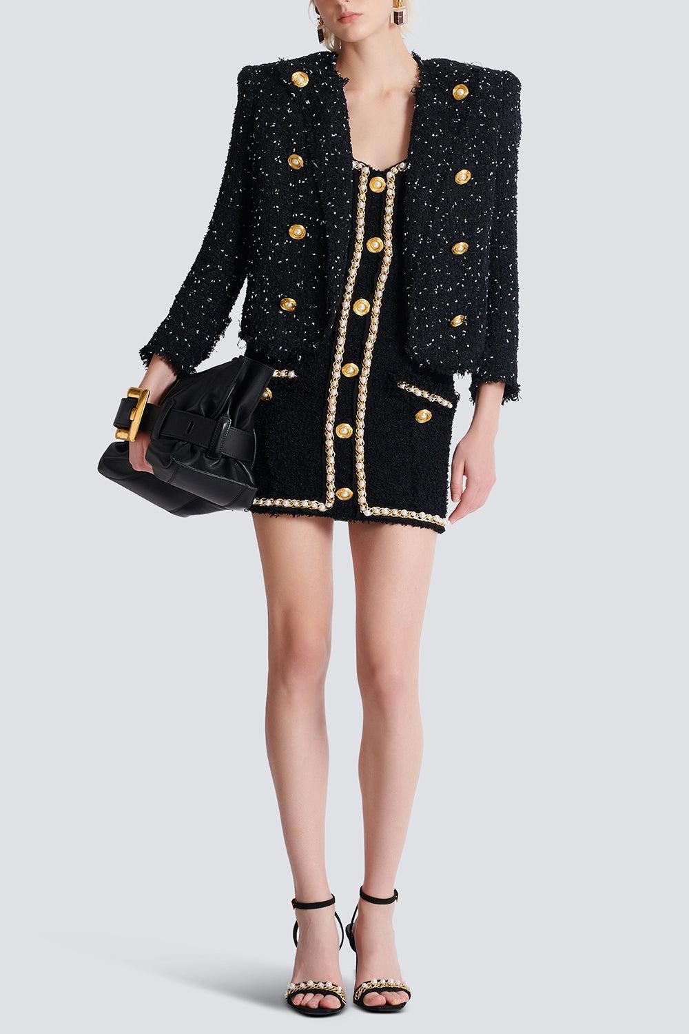 Open Neck Chain Detail Dress-NOIBLNC-36-CLOTHINGDRESSCASUAL-BALMAIN