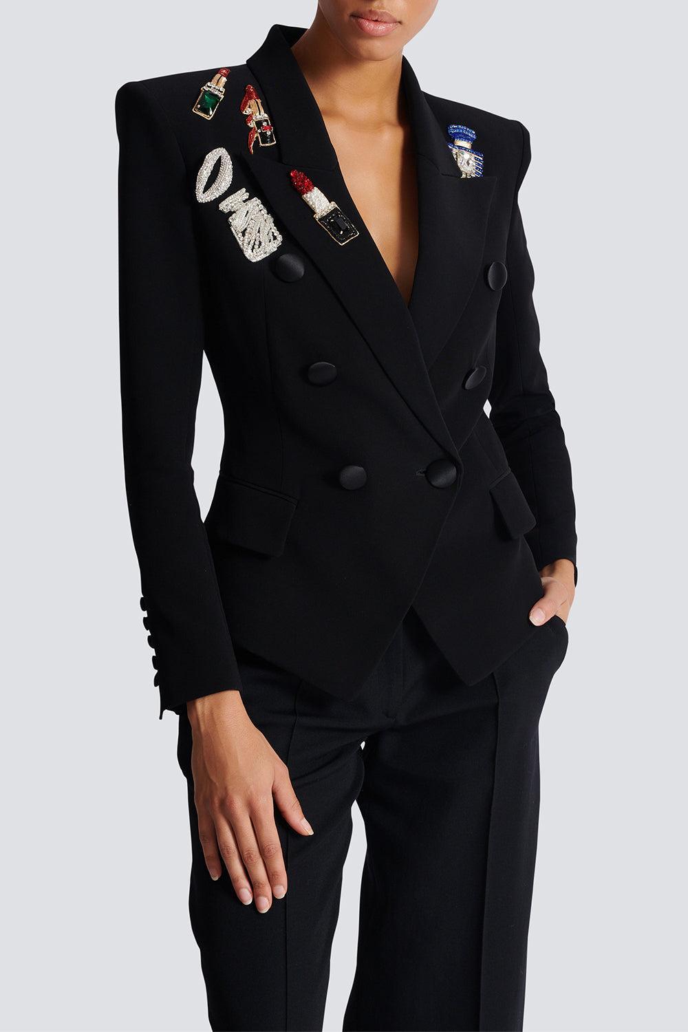 Six Button Patch Jeans-NOIRMLTI-36-CLOTHINGJACKETBLAZERS-BALMAIN